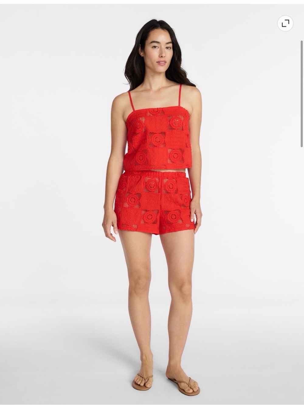 Time and Tru Red Crochet Swim Coverup Tank & Shorts Set- never worn!